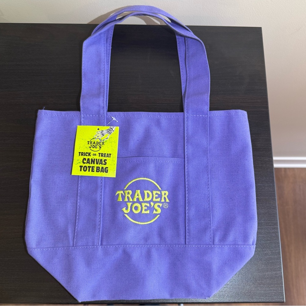 NWT Trader Joe's Halloween 2025 Purple Mini Canvas Tote Bag